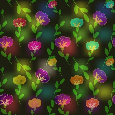 Multicolored shiny flowers backgroundのイラスト素材