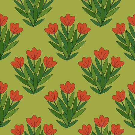 Red flowers bunches seamless patternのイラスト素材