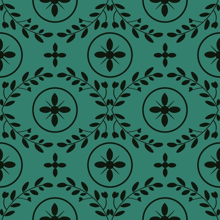 Floral and circles seamless damask patternのイラスト素材