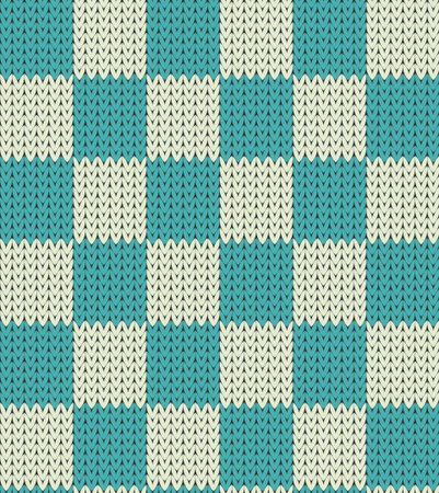 Seamless knit chess blue and white patternのイラスト素材