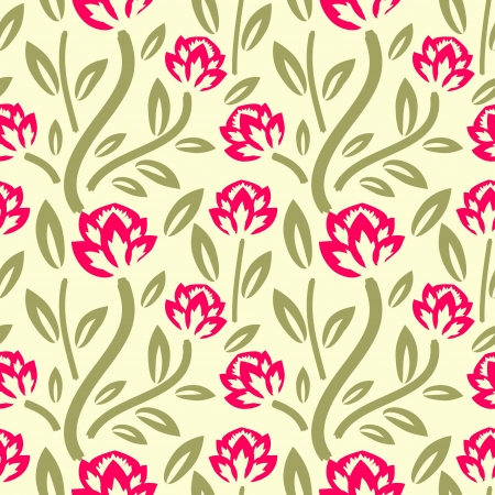 Pink flowers seamless decorative patternのイラスト素材
