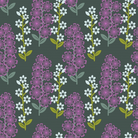 Purple and wihte flowers seamless patternのイラスト素材