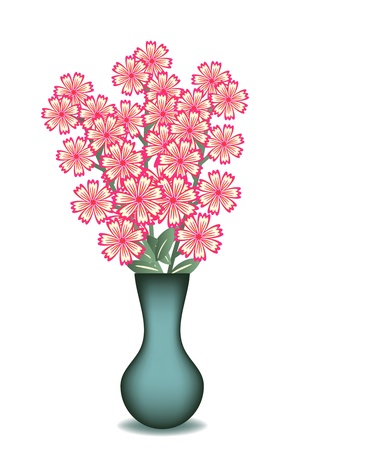 Vase with pink stylized flowersのイラスト素材