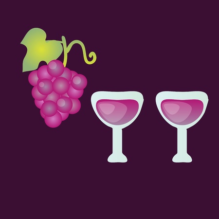 Grape and wine glassesのイラスト素材