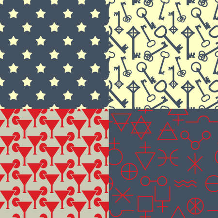 Seamless decorative patterns with objectsのイラスト素材