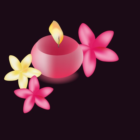 Candle and flowers decorative backgroundのイラスト素材