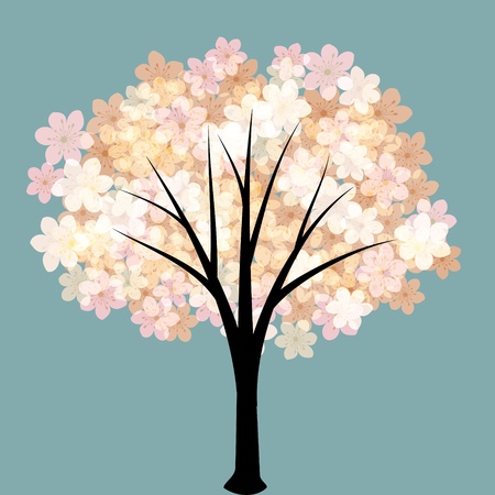 Spring flowering tree with pink blossomのイラスト素材