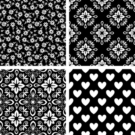 Black and white pattern setのイラスト素材