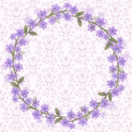 Card template with purple flowersのイラスト素材