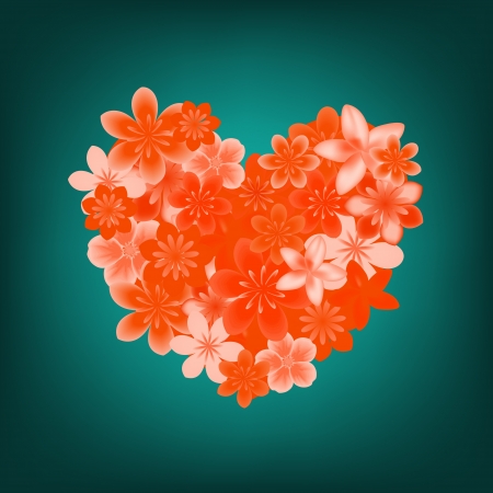 Flowering red heartのイラスト素材