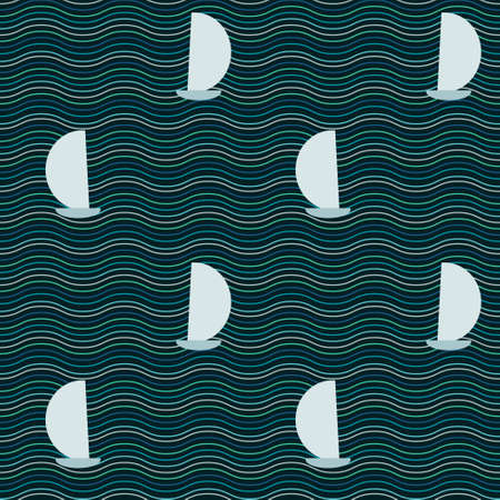 Seamless sea and boats patternのイラスト素材