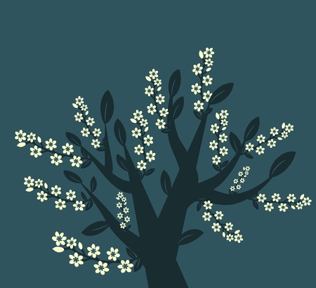 Flowering tree with white flowersのイラスト素材