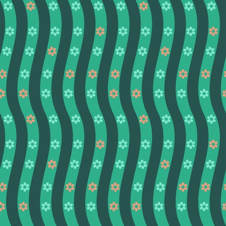 Wavy and floral seamless patternのイラスト素材