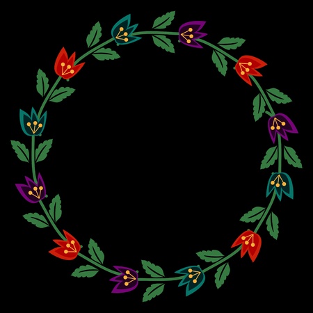 Floral wreath with red and purple flowersのイラスト素材