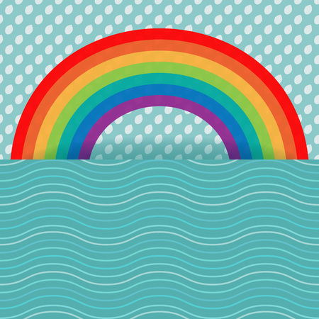 Rainbow card with water and rainのイラスト素材