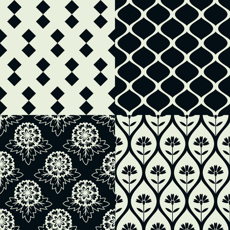 Seamless patterns  black an whiteのイラスト素材
