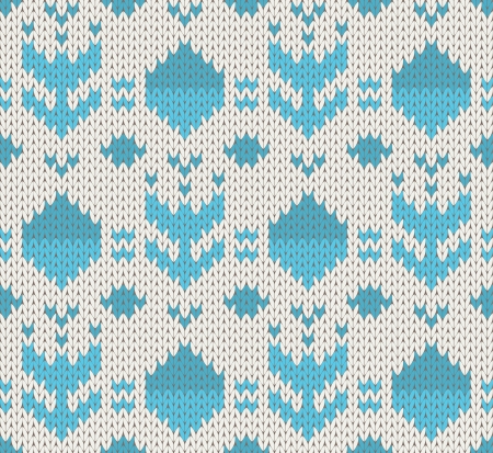 Knit pattern with blue flowersのイラスト素材