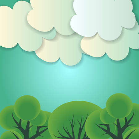 Abstract background with clouds and treesのイラスト素材
