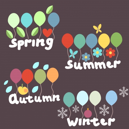 Seasonal labels with decorative elementsのイラスト素材