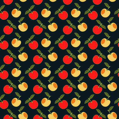Seamless pattern with ripe apples