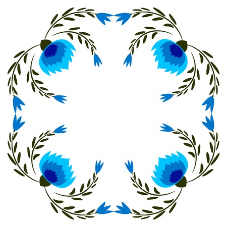 Floral frame with blue flowersのイラスト素材