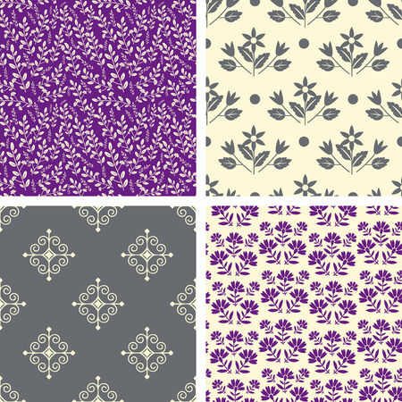 Seamless patterns grey and purpleのイラスト素材