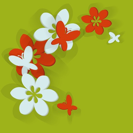 Floral background with flowers and butterfliesのイラスト素材