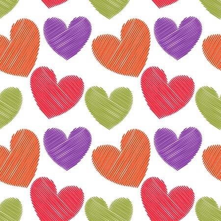 Seamless pattern with hand drawn heartsのイラスト素材