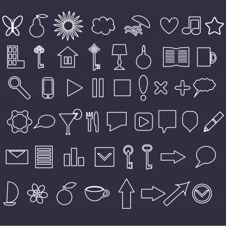 Icons set white on violetのイラスト素材