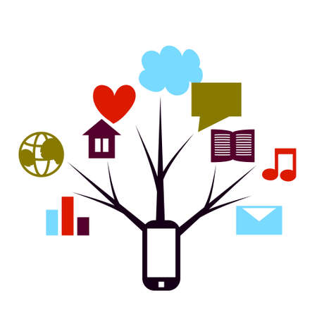 Abstract background with mobile deviceのイラスト素材