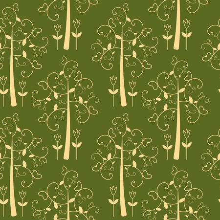 Seamless pattern with decorative treesのイラスト素材