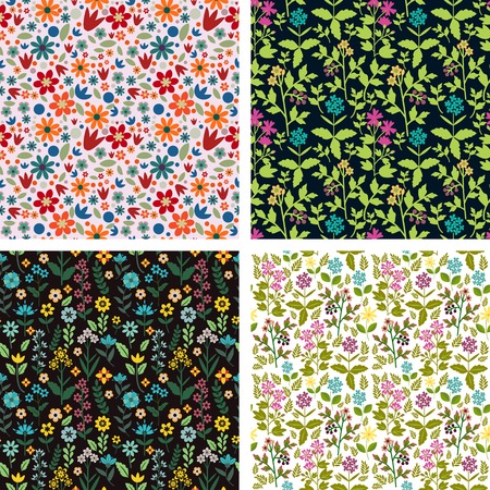 Seamless patterns with floral decorのイラスト素材