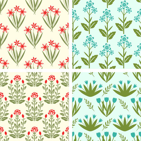 Seamless patterns  with decorative ornamentのイラスト素材
