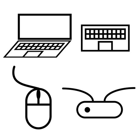 Computer icons collection simple styleのイラスト素材