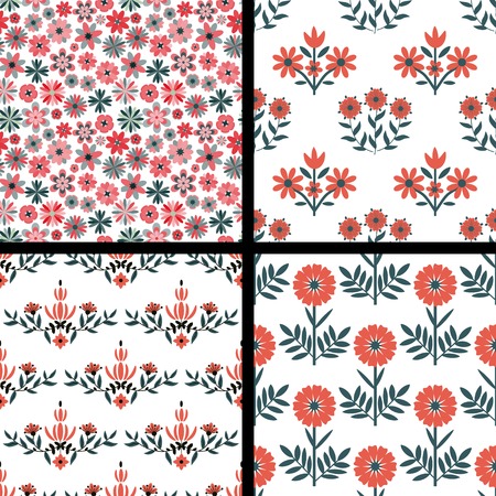Seamless patterns with floral ornamentのイラスト素材
