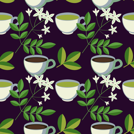 Seamless pattern with jasmine teaのイラスト素材