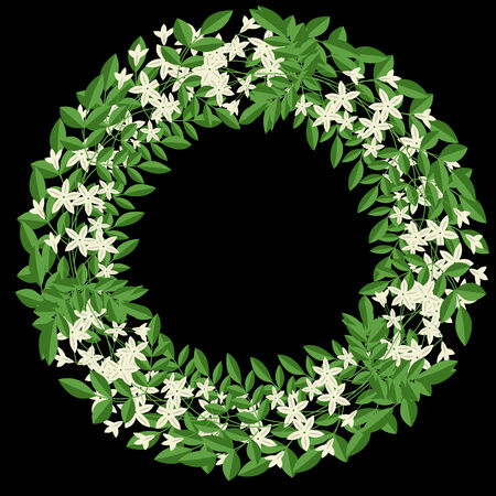 Wreath with decorative vector jasmine flowersのイラスト素材