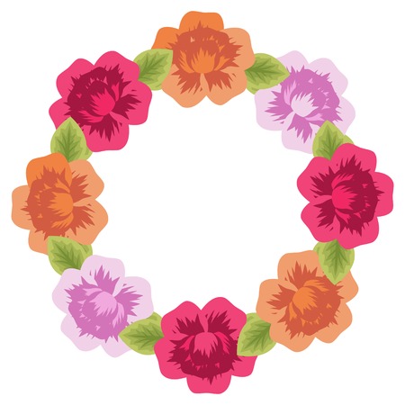 Floral frame with multicolored rosesのイラスト素材