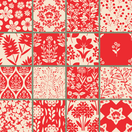 Seamless patterns with decorative floral ornamentのイラスト素材