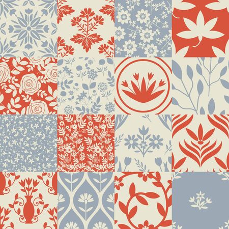 Seamless patterns with decorative floral ornamentのイラスト素材