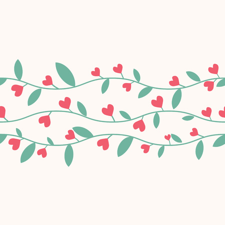 Floral frame with pink heartsのイラスト素材