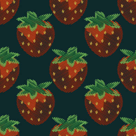 Seamless decorative pattern with strawberriesのイラスト素材