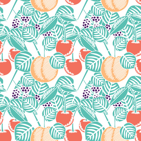 Seamless pattern with different fruitsのイラスト素材