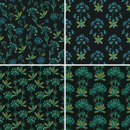 Seamless set with decorative flowersのイラスト素材