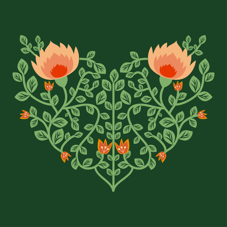 Ornamental vector heart with flowersのイラスト素材