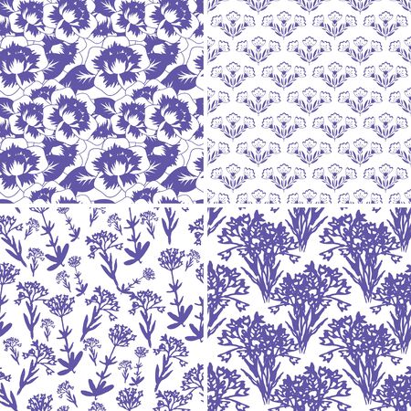 Seamless decorative patterns with flowersのイラスト素材