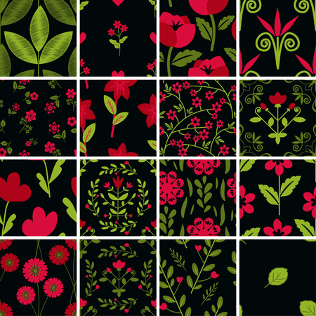 Seamless floral decorative patterns setのイラスト素材