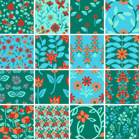 Seamless floral decorative patterns setのイラスト素材
