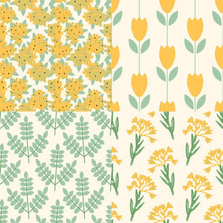 Seamless patterns with decorative flowersのイラスト素材