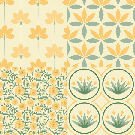 Seamless patterns with decorative flowersのイラスト素材